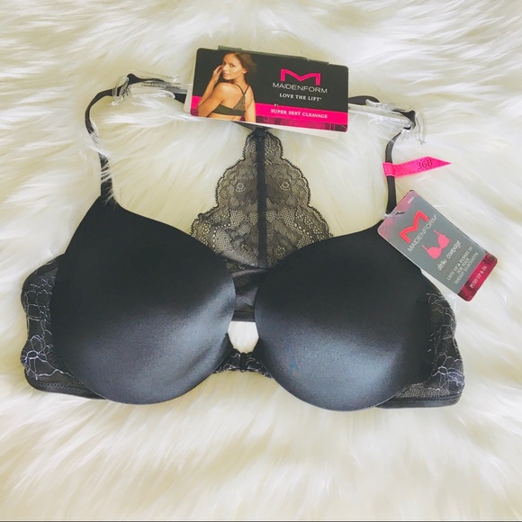 🆕 Maidenform Love the Lift Super Sexy Cleavage Push up & In Lace T-Back Bra - Picture 10 of 11